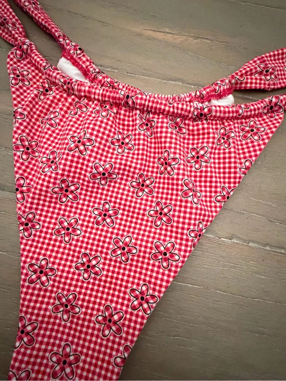 Pink by Frankie's Bikinis Ladybug Gingham Bikini Bottom